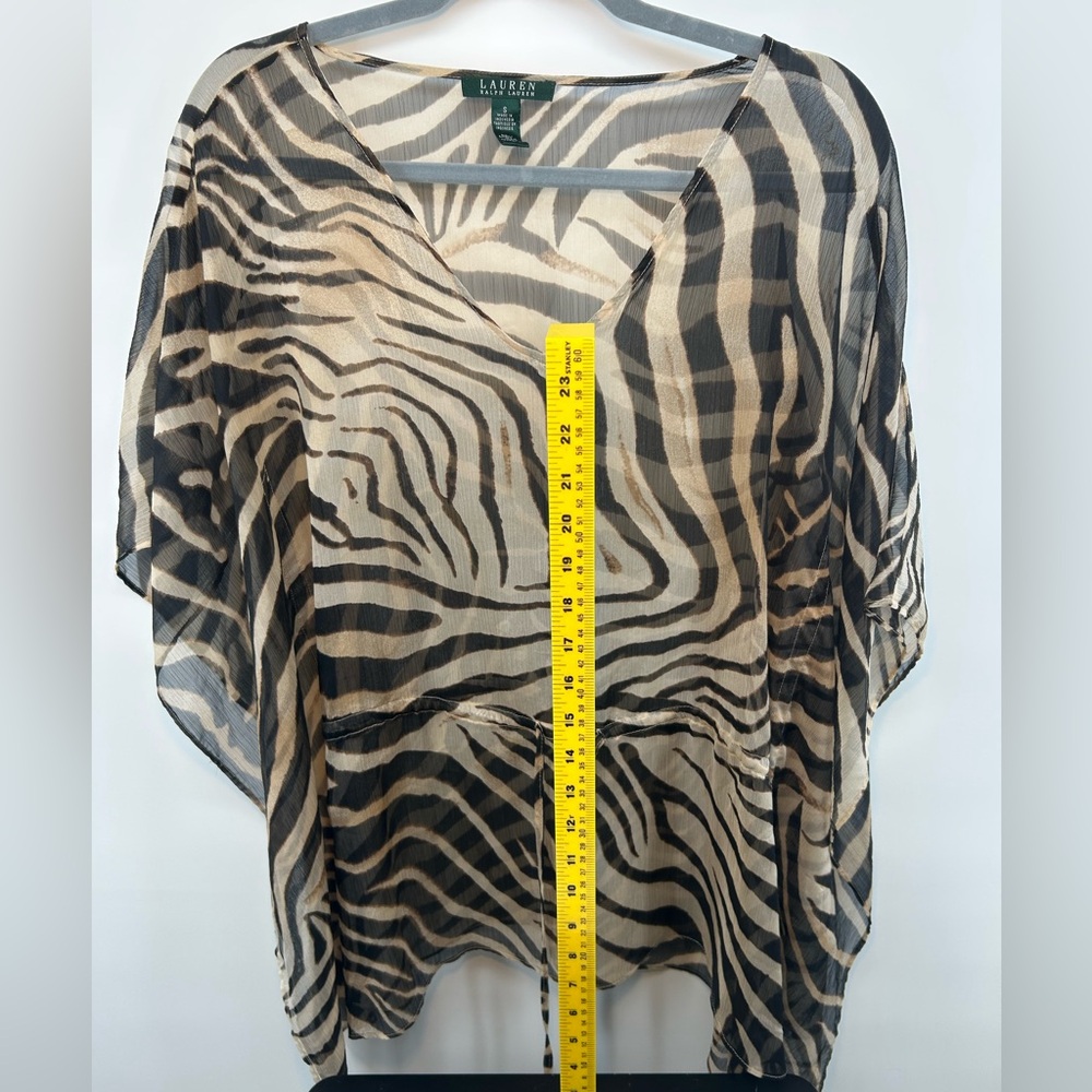 Ralph Lauren Zebra Print Sheer Top - Picture 2 of 5